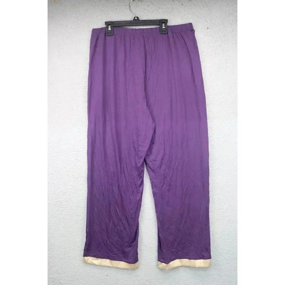 Latuze Women's Pajama/Lounge Pants-Size Xl-Purple w/Gold Trim-Ultra Soft-Bamboo - Picture 4 of 5